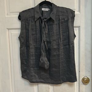 NWOT Anthropologie Harshman Silk Gray and Black Stripe Sleeveless Blouse - XS